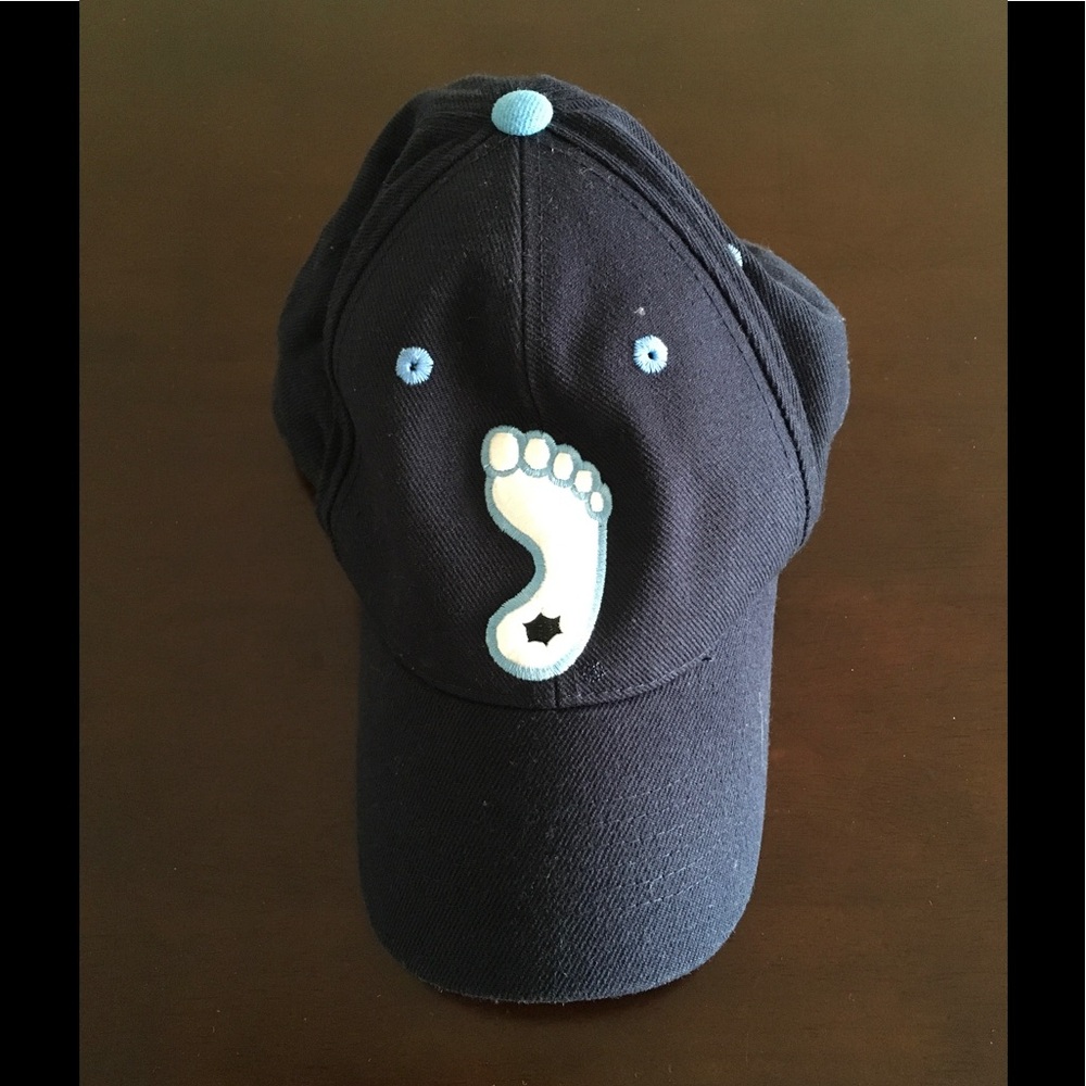 Navy Baseball Cap with Light Blue Footprint Accent